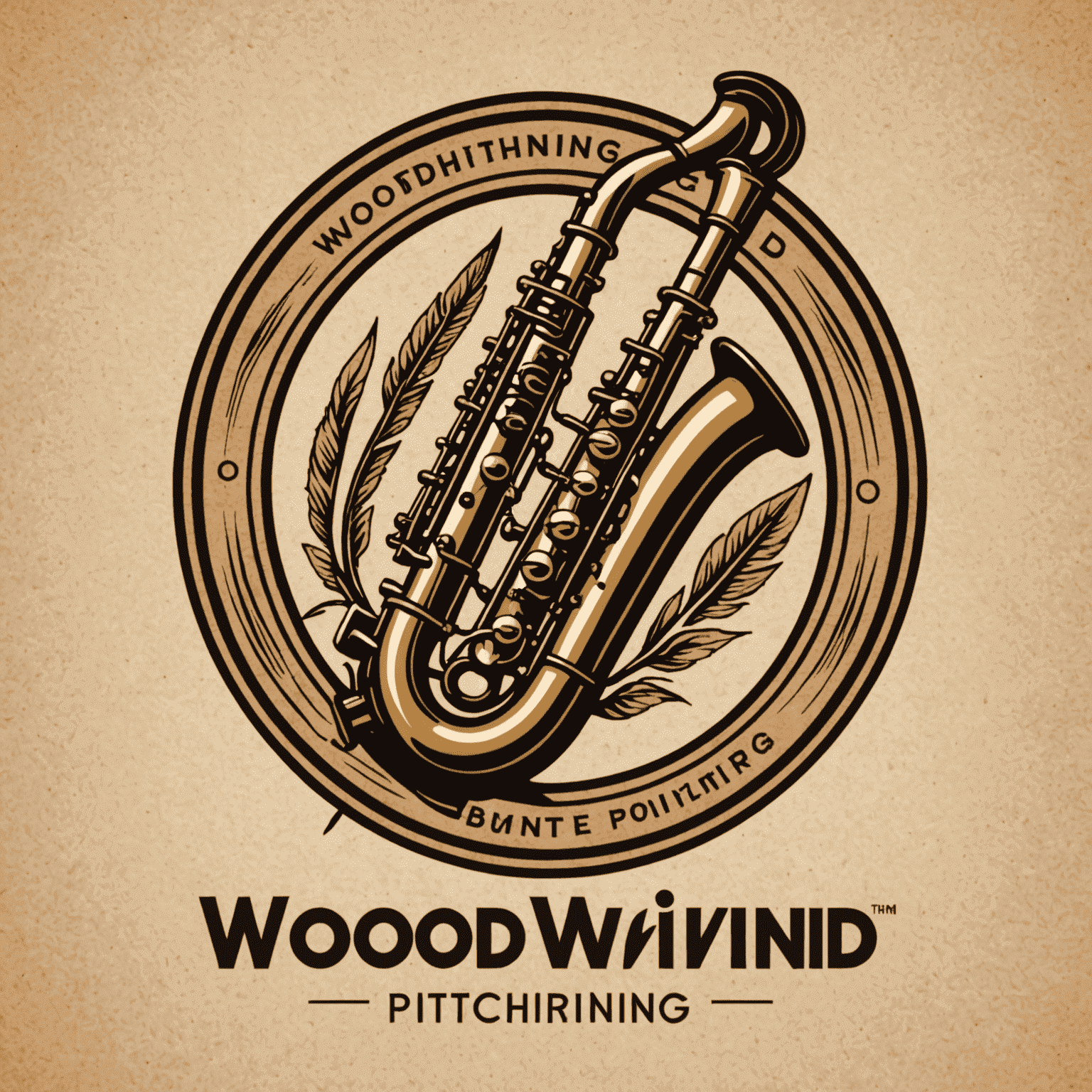 WoodwindPitching logo featuring a stylized woodwind instrument and tuning fork
