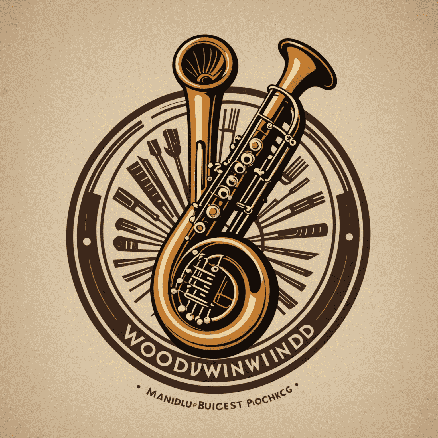 WoodwindPitching logo featuring a stylized woodwind instrument and tuning fork