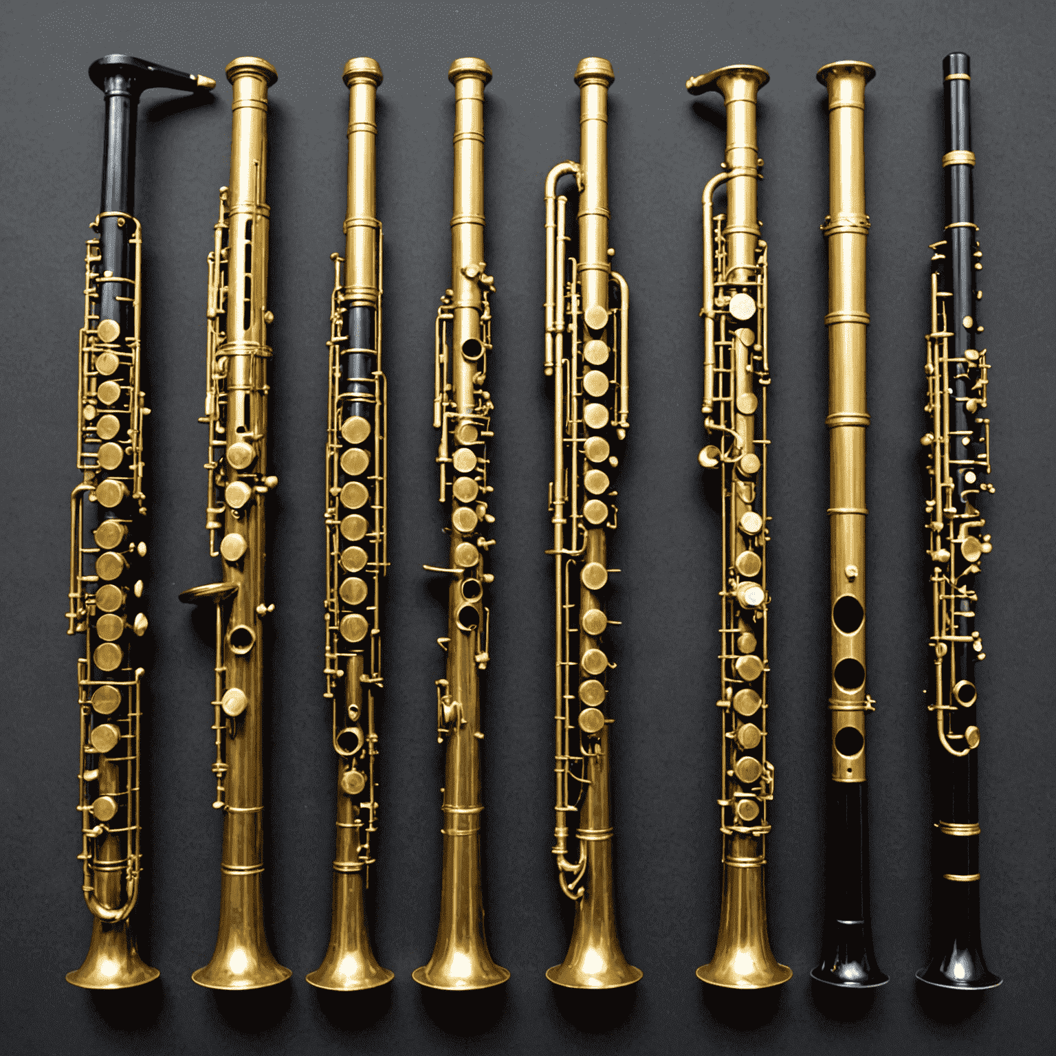 Different woodwind instruments (flute, clarinet, saxophone) with customized tuning indicators and advice for each